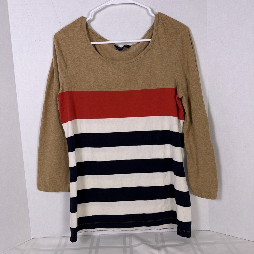 Tommy Hilfiger Women's Long Sleeve Block Color Stripe Top Size M.